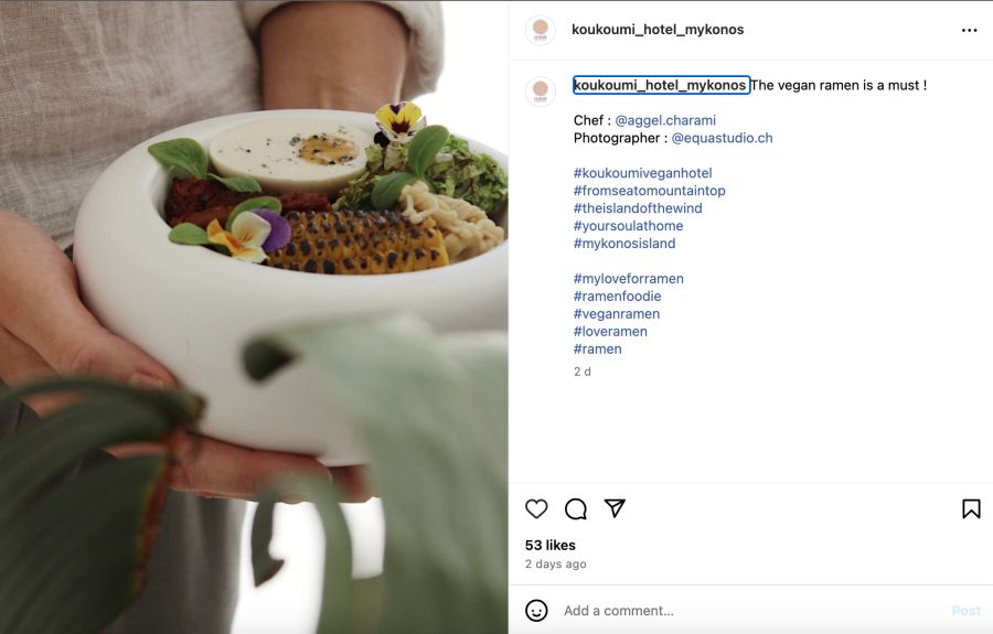 Instagram veganes Essen auf teller serviert.