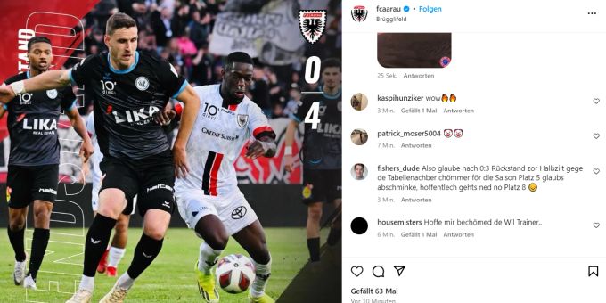 Der FC Aarau kassiert zuhause gegen Wil eine Klatsche. FC Aarau