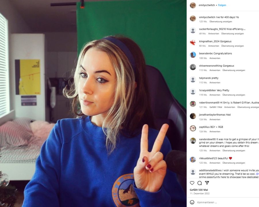 Dieses Foto postete sie nach 400 Tagen pausenlos streamen.