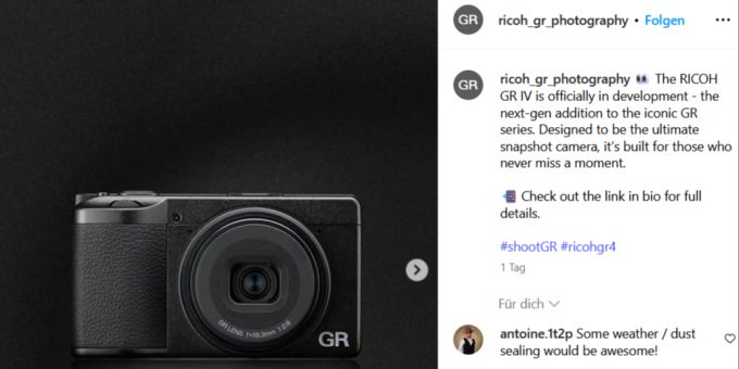 Die Ricoh GR IV wurde nun offiziell vorgestellt. ricoh gr iv