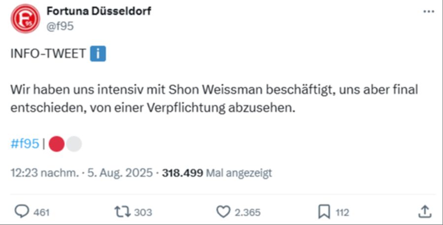Fortuna Düsseldorf Shon Weissman