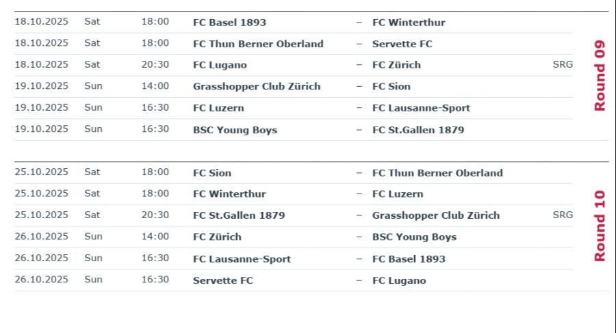 Ab Runde 11 sind die Spiele noch nicht fix terminiert.