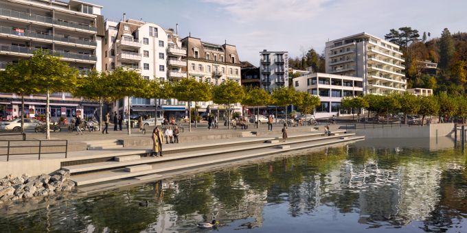 Visualisierung Bauprojekt Seeufergestaltung zweite Etappe. Ingenbohl Seeufergestaltung
