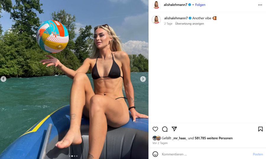 Alisha Lehmann zeigt sich auf Instagram beim «Aare-Böötle».