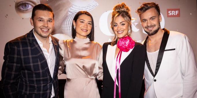 Von links: Joel Grolimund, Tanya König, Jennifer Bosshard und Michel Birri bei den «G&G»-Awards im Jahr 2024. SRF