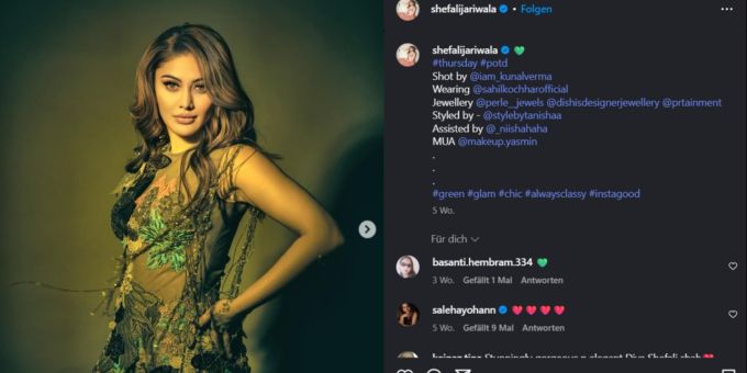 Die indische Schauspielerin Shefali Jariwala ist plötzlich verstorben. Shefali Jariwala