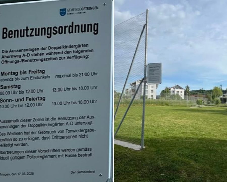 So lautet die Benutzungsordnung der Gemeinde Oftringen – das Schild soll aber noch versetzt werden.