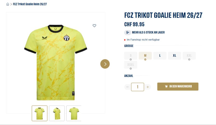 Der FCZ-Torhüter trägt in dieser Saison Gelb.