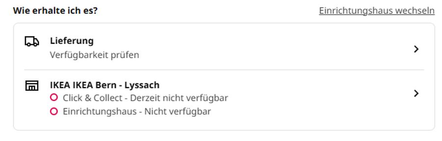 Wer ein Produkt auf der Ikea-Webseite anklickt, kann überprüfen, ob dieses geliefert werden kann.