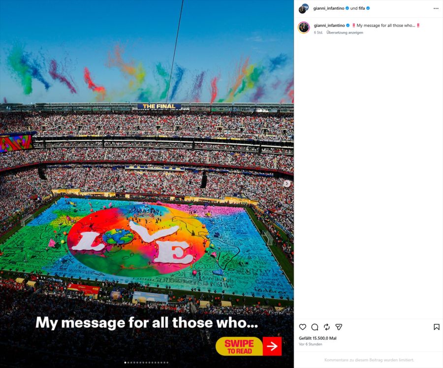 Gianni Infantino auf Instagram.