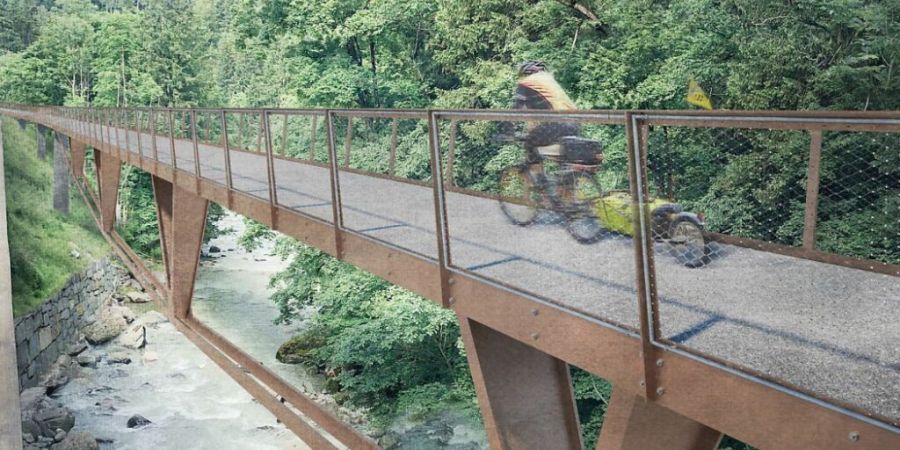 Eine vom motorisierten Verkehr abgetrennte Anlage soll den Langsamverkehr von Biberbrugg nach Chaltenboden führen. (Visualisierung)