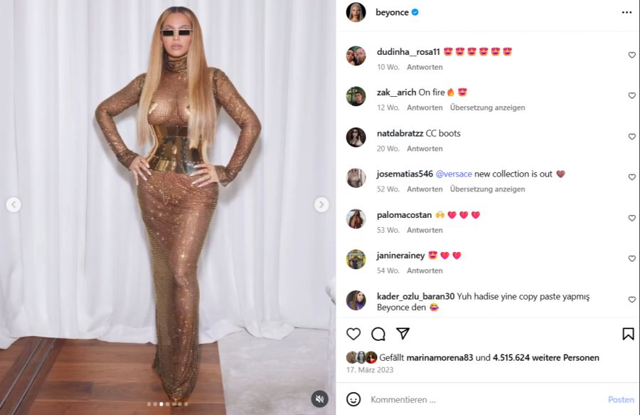 Superstar Beyoncé trug schon 2023 ein sehr durchsichtiges Kleid.