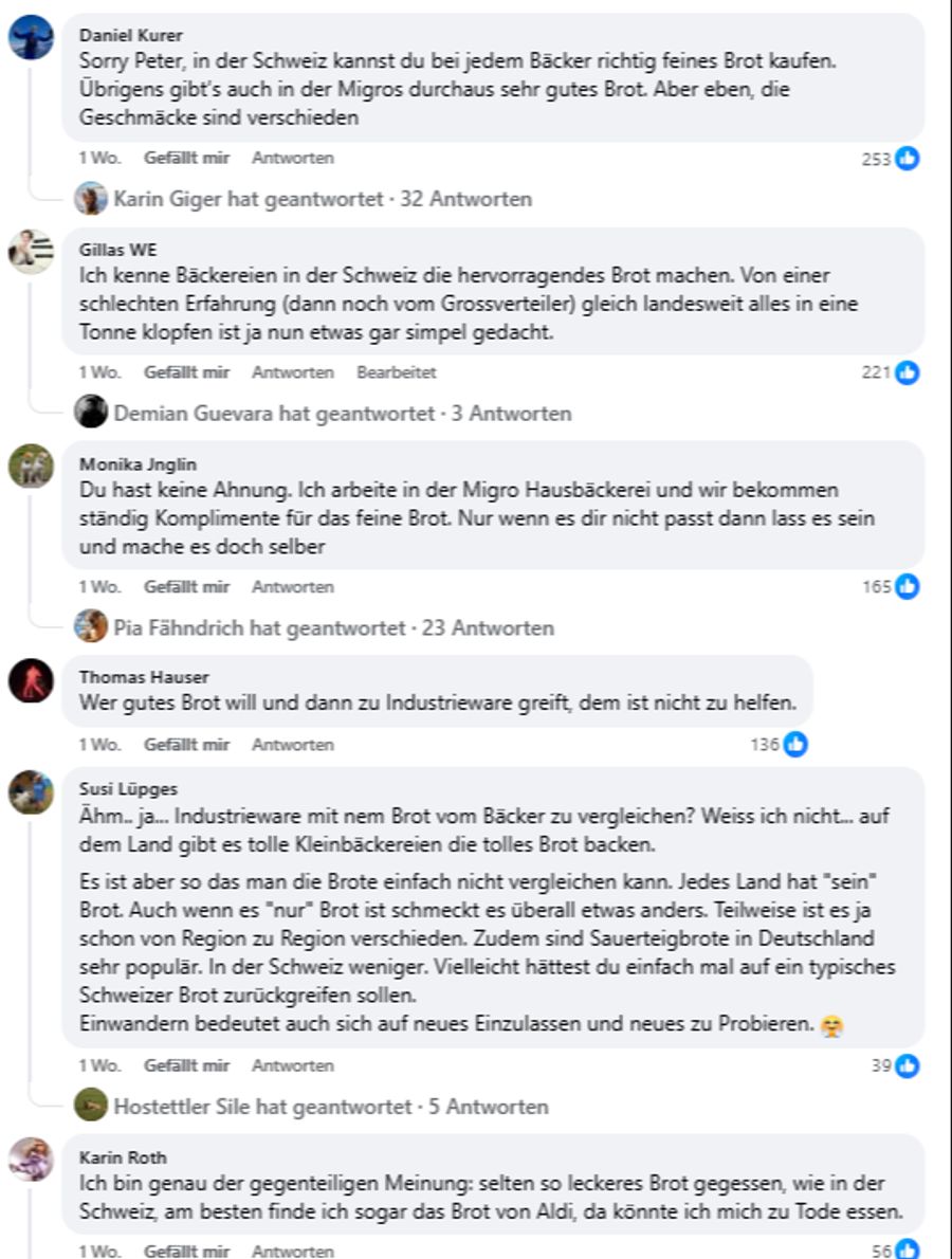 Sofort gibt es Widerspruch – viele outen sich als grosse Fans von Schweizer Brot.