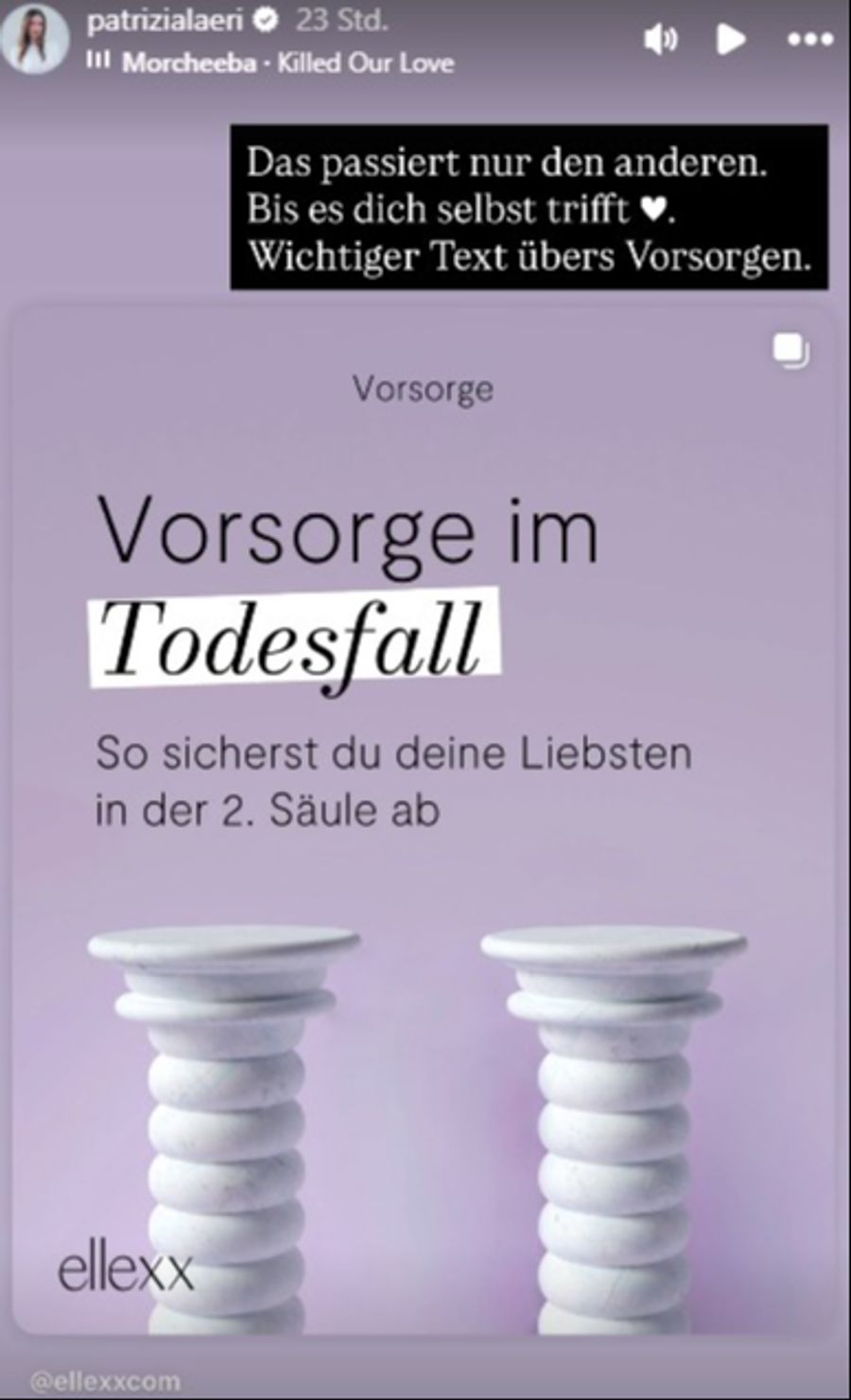 Patrizia Laeri weist auch darauf hin, wie wichtig Vorsorge im Todesfall ist.