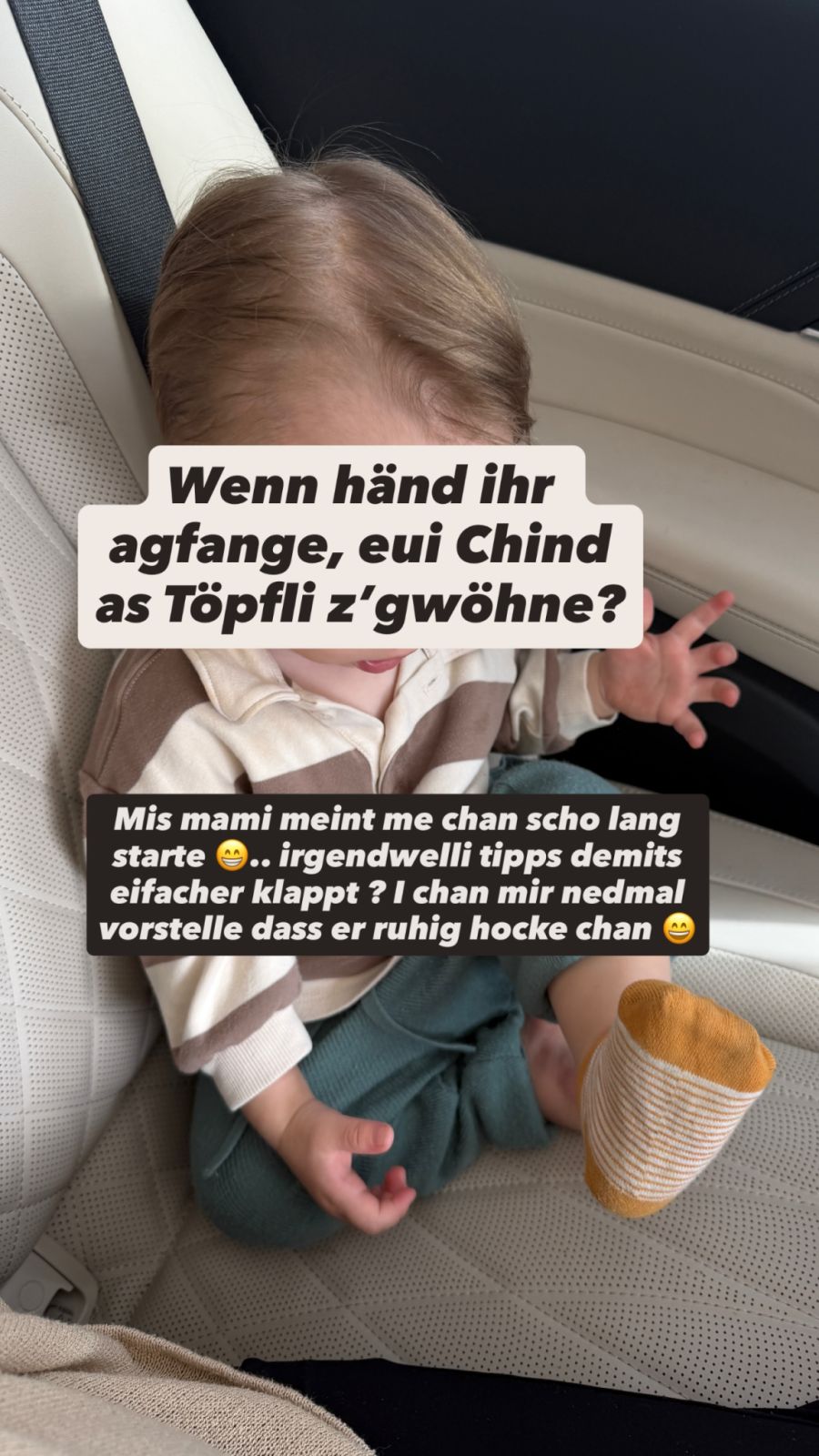 Yuliya Benza fragt ihre Follower nach Tipps fürs Töpfchen. Sohn Malik ist 16 Monate alt, mit dem sogenannten Abhalten hatte sie bereits als Baby begonnen.