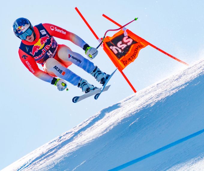Franjo von Allmen im Einsatz auf der Streif in Kitzbühel. Franjo von Allmen