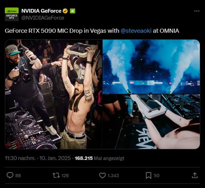 Enthusiasten freuen sich auf den Launch der RTX 5090. rtx tweet nividia