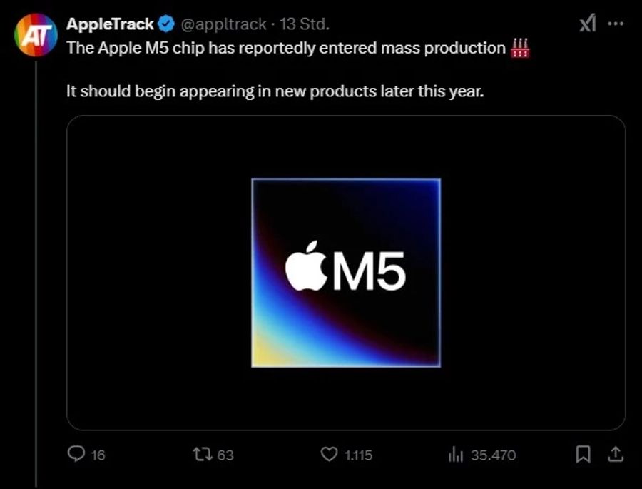 Apple M5 Tweet