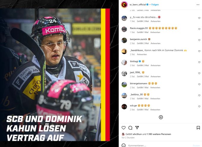 Die Fans des SCB sind enttäuscht, verlässt Dominik Kahun den Club. SCB Fans Dominik Kahun