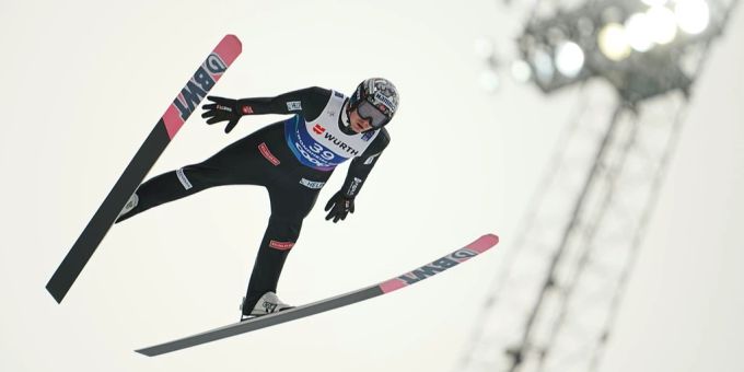 Skispringen: Marius Lindvik während der Nordischen Ski WM in Trondheim. skispringen trondheim Marius Lindvik