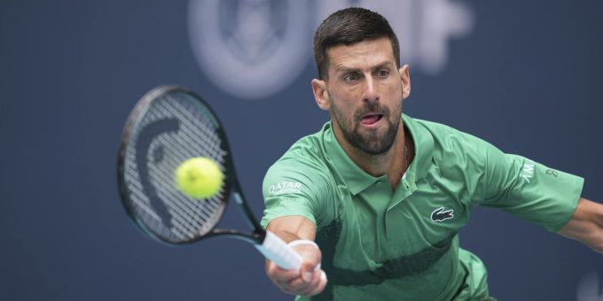 Novak Djokovic im Einsatz in Miami. Novak Djokovic Miami Tennis