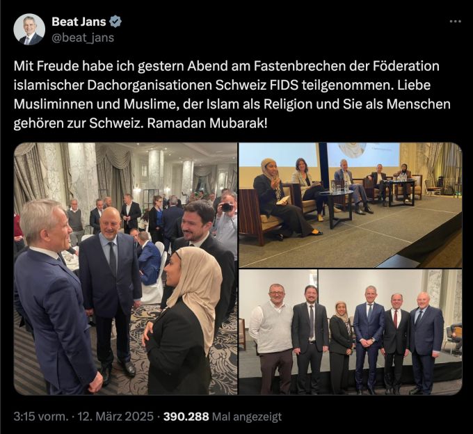 Bundesrat Beat Jans hat mit seinem Post zum Islam eine Debatte ausgelöst. Islam Beat Jans