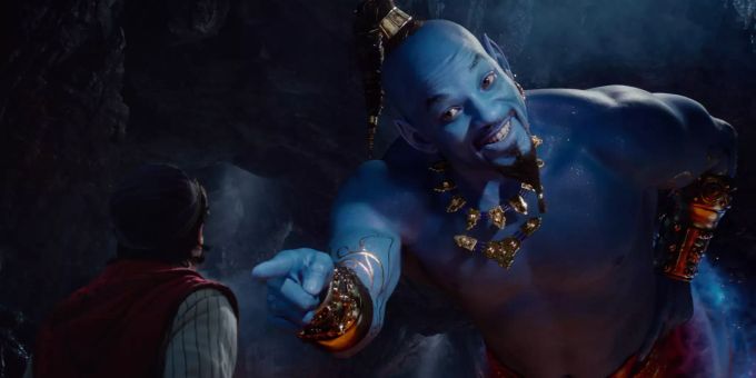 Mena Massoud ALS Aladdin (l) und Will Smith als Dschinn. aladdin