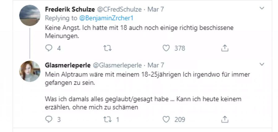 Die Twitter-user @CFredSchulze und @Glasmerleperle haben zumindest ein wenig Verständnis für Benjamin Zürcher.