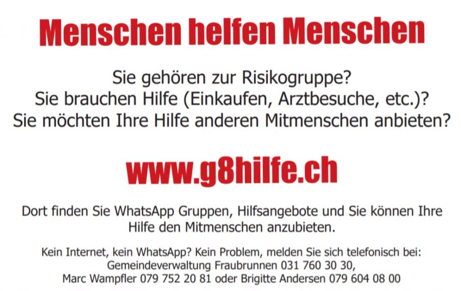 Flyer der G8-Hilfsgruppe