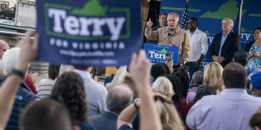 Virginia Democratic gubernatorial candidate Terry McAuliffe holds a campaign rally at Hardywood Craft Brewery