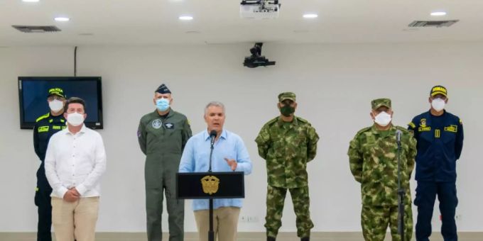 Kolumbiens Präsident Iván Duque (Mitte) Kolumbiens Präsident Iván Duque (Mitte)