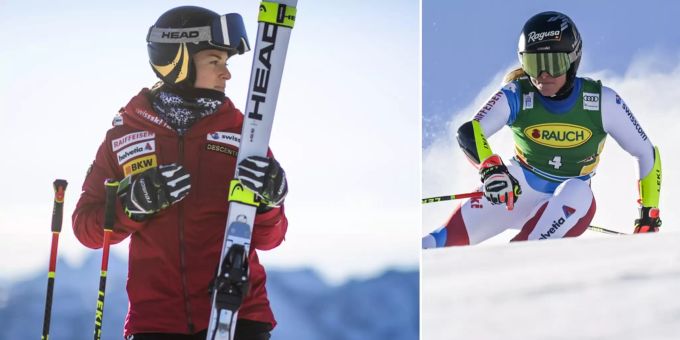 Ösis staunen - Lara trainiert am gleichen Hang für den Slalom