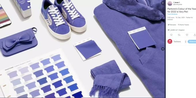 «Very Peri» ist die Trendfarbe 2022. 2022 very peri