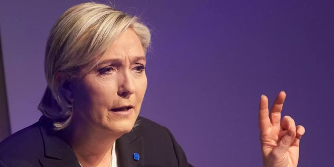 FILED - Marie Le Pen speaks at the start of the congress of the right-wing populist ENF group in the European Parliament in Koblenz. Photo: picture alliance / Thomas Frey/dpa FILED - Marie Le Pen speaks at the start of the congress of the right-wing populist ENF group in the European Parliament in Koblenz. Photo: picture alliance / Thomas Frey/dpa