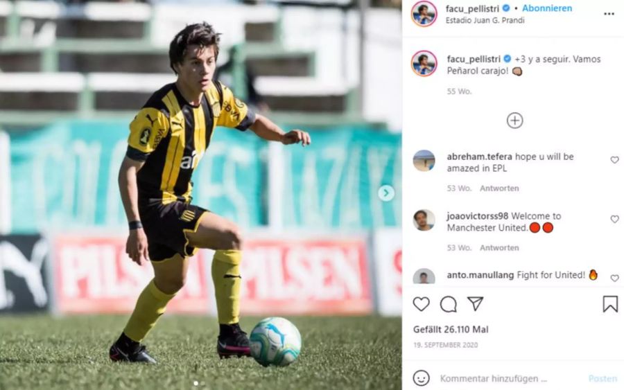 Facundo Pellistri im Einsatz für Peñarol aus Uruguay.
