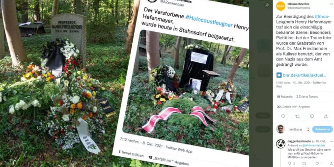 Der Skandal-Beerdigung wurde von den Informationsdiensten «Blick nach rechts» und «Recherchenetzwerk Berlin» aufgedeckt. Henry Hafenmayer Beerdigung