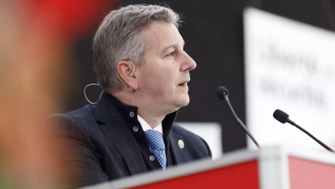 Marco Chiesa an der Delegiertenversammlung der SVP. Marco Chiesa