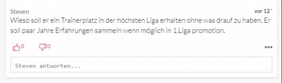 «Steven» findet, ein Trainerposten in der ersten Liga sei für Alex Frei nicht angemessen.