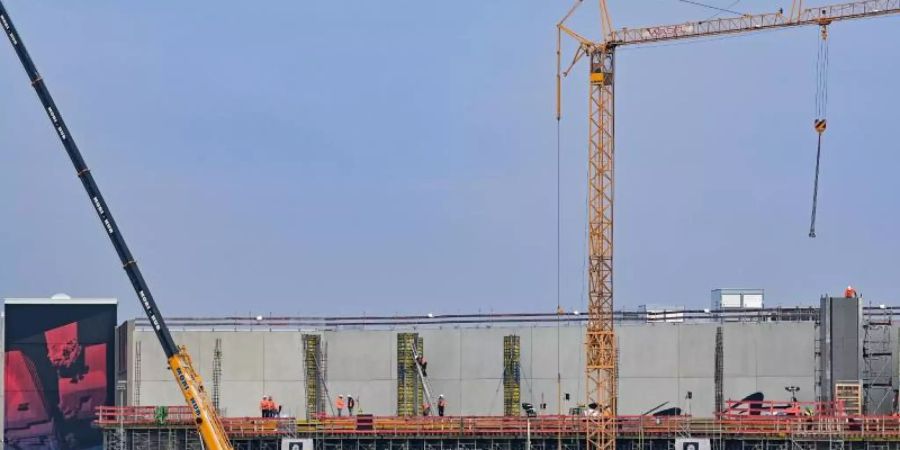 Die Baustelle der künftigen Tesla Gigafactory Berlin Brandenburg. Foto: Patrick Pleul/dpa-Zentralbild/dpa