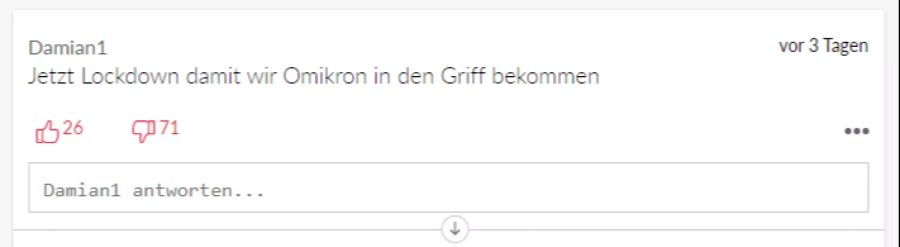 «Damian1» hält einen Lockdown für notwendig.
