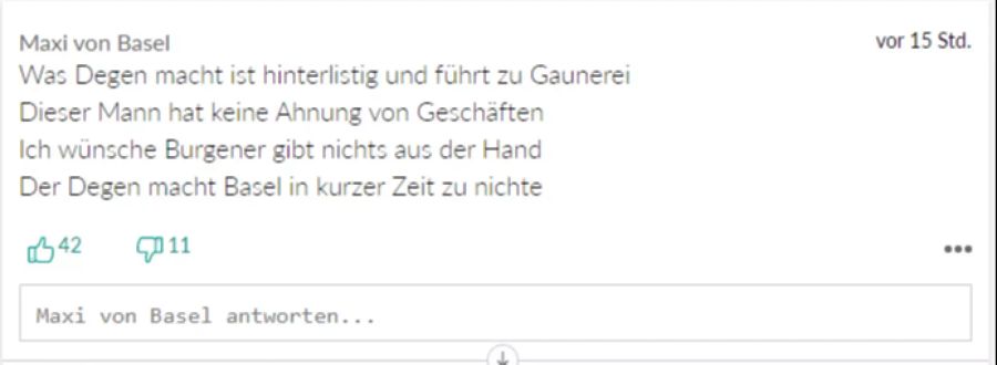 User «Maxi von Basel» traut Degen den Job nicht zu.