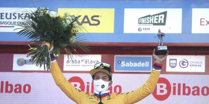 Primoz Roglic hat das Zeitfahren zum Auftakt der Baskenland-Rundfahrt gewonnen. Foto: H.Bilbao/EUROPA PRESS/dpa Primoz Roglic hat das Zeitfahren zum Auftakt der Baskenland-Rundfahrt gewonnen. Foto: H.Bilbao/EUROPA PRESS/dpa