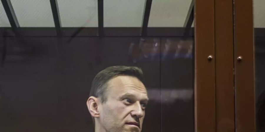 Alexej Nawalny während einer Anhörung im Bezirksgericht Babuskinsky Anfang Februar. Foto: Uncredited/Babuskinsky District Court/AP/dpa