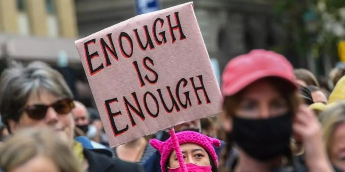 Demonstration in Melbourne. enough is enough