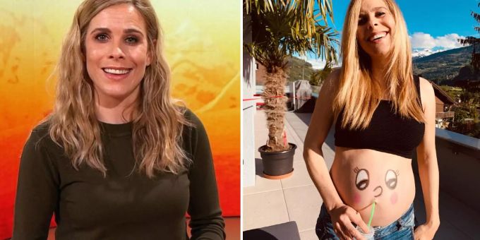 Trinkt durchs Röhrli - SRF-Sportfrau Eberle zeigt lustigen Babybauch