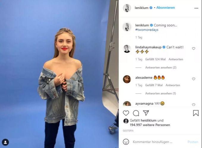 Leni Klum zeigt sich auf Instagram von ihrer sexy Seite. leni klum heidi klum