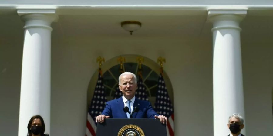 Joe Biden bei seiner Rede im Rosengarten des Weissen Hauses