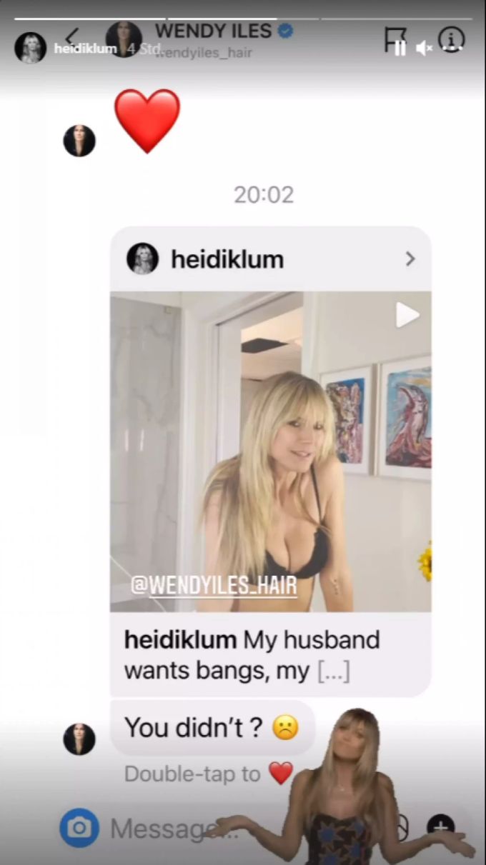 Heidis Hairstylistin Wendy reagiert auf das Pony-Video. heidi klum