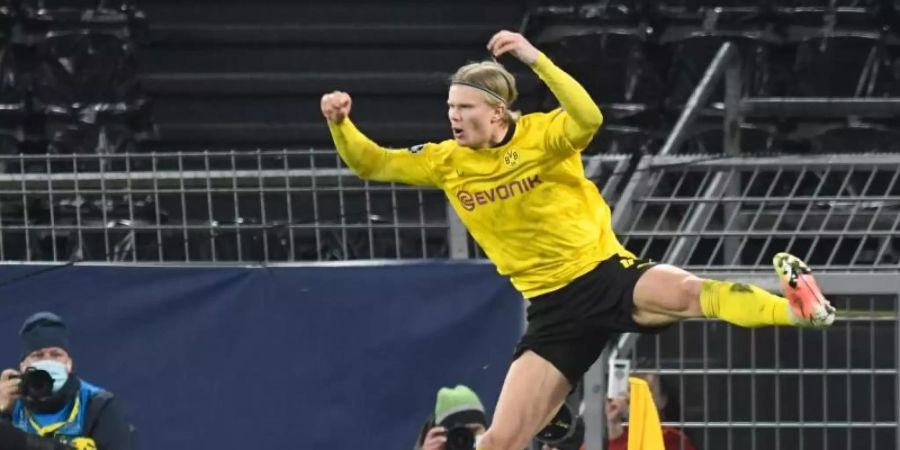 Treffsicher und begehrt: BVB-Torjäger Erling Haaland. Foto: Bernd Thissen/dpa-Pool/dpa