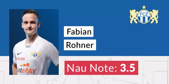 Fabian Rohner (FCZ) erhält die Nau-Note 3,5. Fabian Rohner FCZ Note